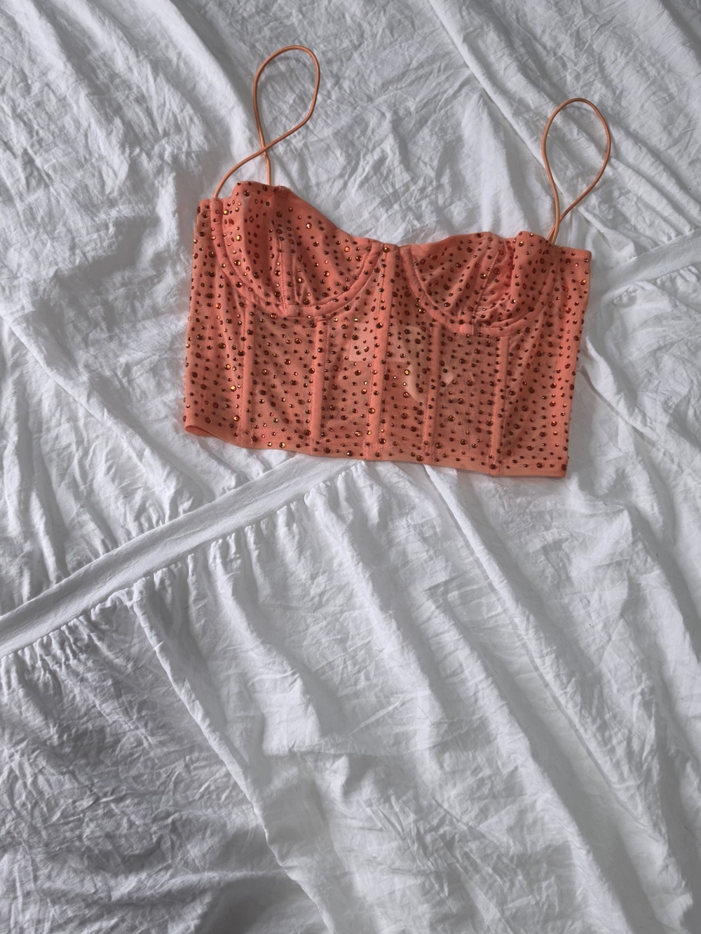 Oh Polly XS Orange Sequin Bustier Crop Top (NWOT) PRICE NEGOTIABLE